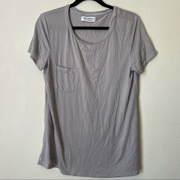 Aptos Apparel Tops - Aptos Apparel Gray Lightweight Pocket Shirt